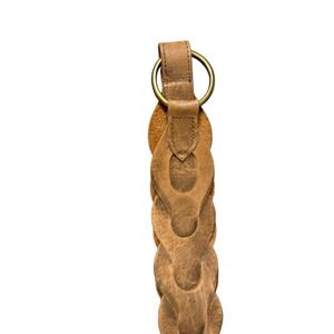 Old Navy L/XL Thick brown braided chunky leather Belt metallic